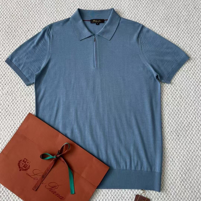 NIGO Loro Piana Men's Summer Solid Color Half Zip Straight Short Sleeve Polo Shirt Ngvp #nigo1555