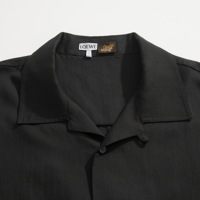 NIGO Loewe Men's Summer Solid Colour Embroidered Logo Printed Linen Single Breasted Short Sleeve Shirt #nigo76797