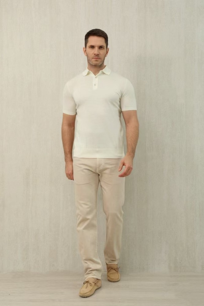 NIGO Loro Piana Men's Summer Lapel Straight Solid Color Fitted Pullover Short Sleeve Polo Shirt Ngvp #nigo1554