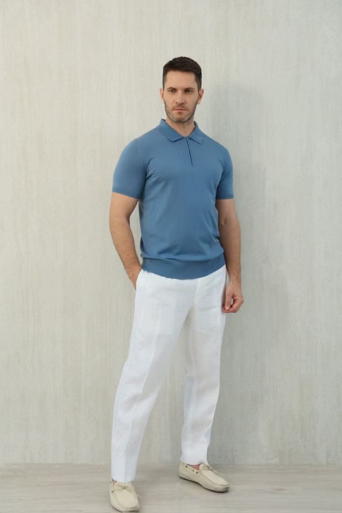 NIGO Loro Piana Men's Summer Solid Color Half Zip Straight Short Sleeve Polo Shirt Ngvp #nigo1555
