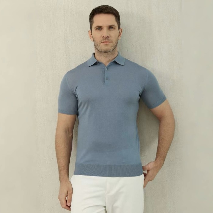 NIGO Loro Piana Men's Summer Lapel Straight Solid Color Fitted Pullover Short Sleeve Polo Shirt Ngvp #nigo1554