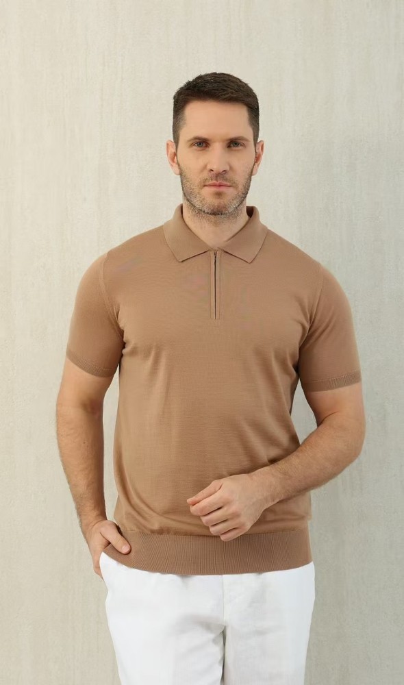 NIGO Loro Piana Men's Summer Solid Color Half Zip Straight Short Sleeve Polo Shirt Ngvp #nigo1555