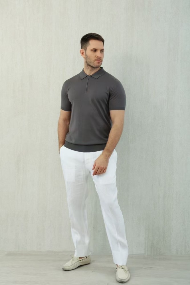 NIGO Loro Piana Men's Summer Solid Color Half Zip Straight Short Sleeve Polo Shirt Ngvp #nigo1555
