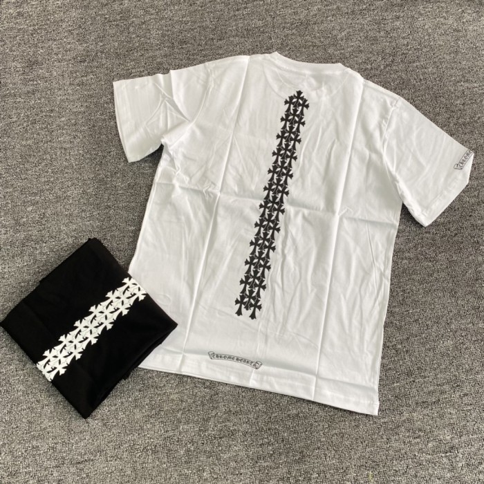 NIGO Chrome Hearts Men's Summer Solid Colour Cross Print Round Neck Cotton Short Sleeve T-Shirt #nigo76816