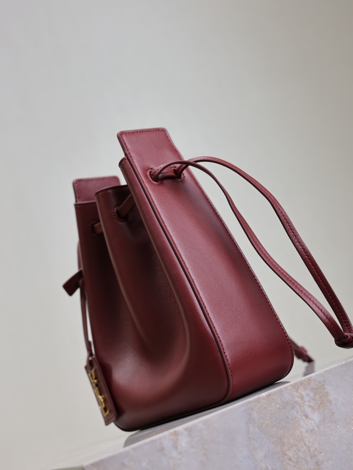 NIGO SAINT LAURENT Women's Solid Colour Adjustable Shoulder Strap Leather Drawstring Shoulder Bucket Bag Bags #nigo76825