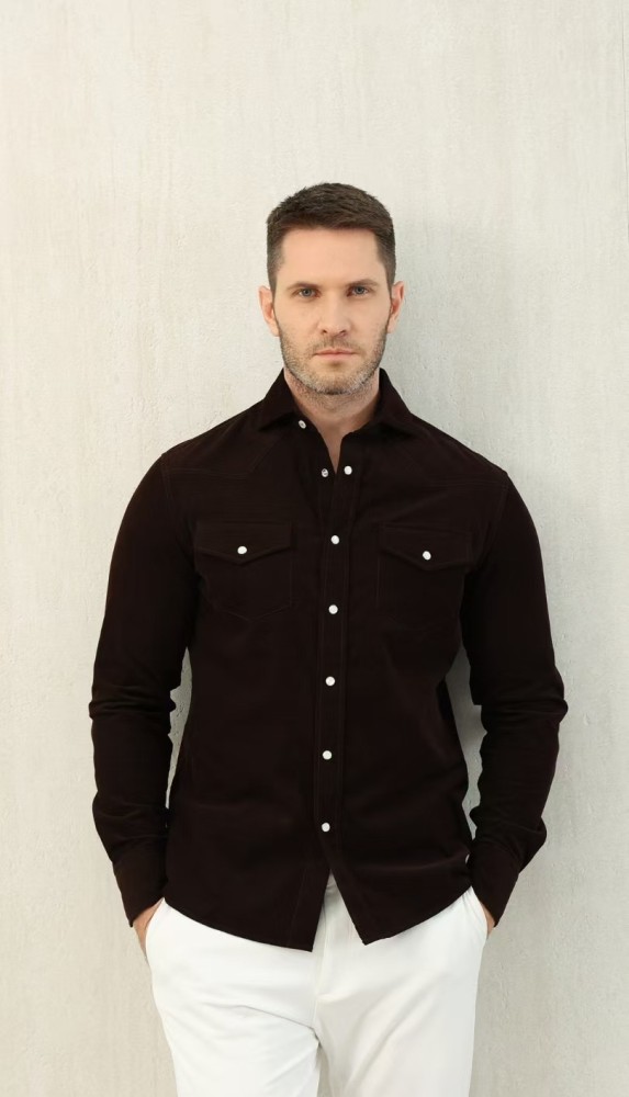 NIGO Brunello Cucinelli Men's Spring And Fall Cotton Lapel Solid Color Single-Breasted Chest Pocket Long Sleeve Fitted Shirt Ngvp #nigo1557