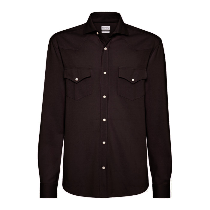 NIGO Brunello Cucinelli Men's Spring And Fall Cotton Lapel Solid Color Single-Breasted Chest Pocket Long Sleeve Fitted Shirt Ngvp #nigo1557