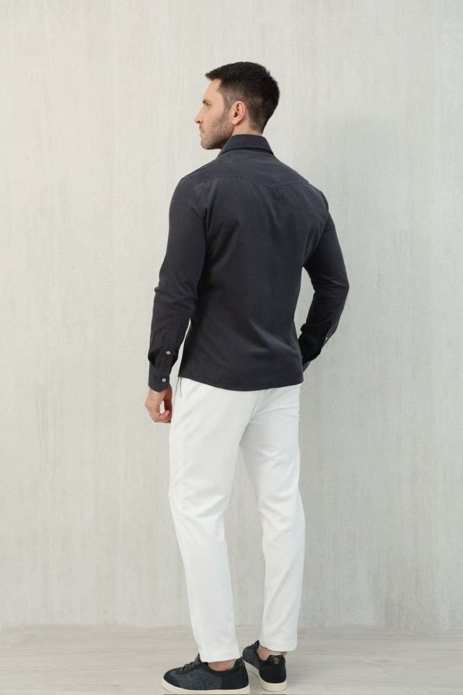 NIGO Brunello Cucinelli Men's Spring And Fall Cotton Lapel Solid Color Single-Breasted Chest Pocket Long Sleeve Fitted Shirt Ngvp #nigo1557