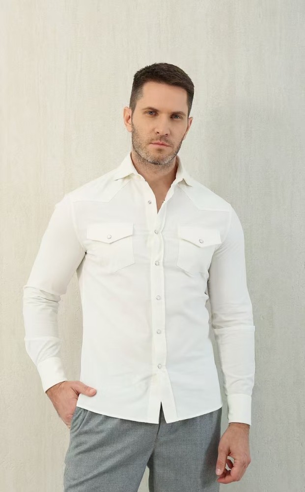 NIGO Brunello Cucinelli Men's Spring And Fall Cotton Lapel Solid Color Single-Breasted Chest Pocket Long Sleeve Fitted Shirt Ngvp #nigo1557