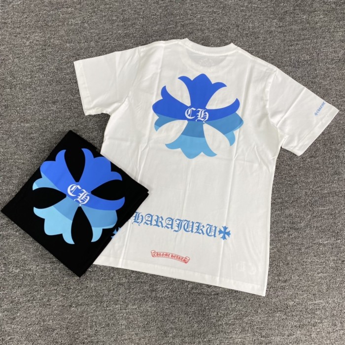 NIGO Chrome Hearts Men's Summer Gradient Cross Print Round Neck Cotton Short Sleeve T-Shirt #nigo76814