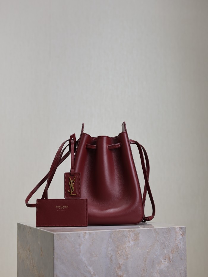 NIGO SAINT LAURENT Women's Solid Colour Adjustable Shoulder Strap Leather Drawstring Shoulder Bucket Bag Bags #nigo76825