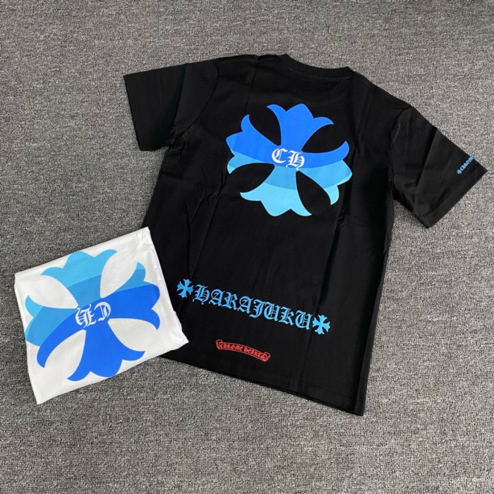 NIGO Chrome Hearts Men's Summer Gradient Cross Print Round Neck Cotton Short Sleeve T-Shirt #nigo76814