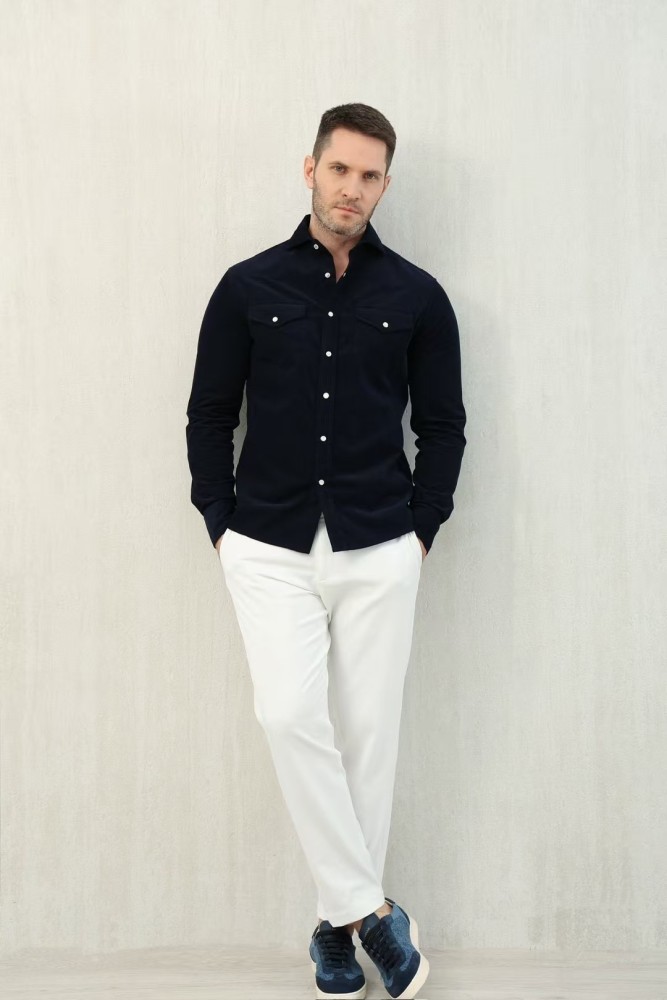 NIGO Brunello Cucinelli Men's Spring And Fall Cotton Lapel Solid Color Single-Breasted Chest Pocket Long Sleeve Fitted Shirt Ngvp #nigo1557
