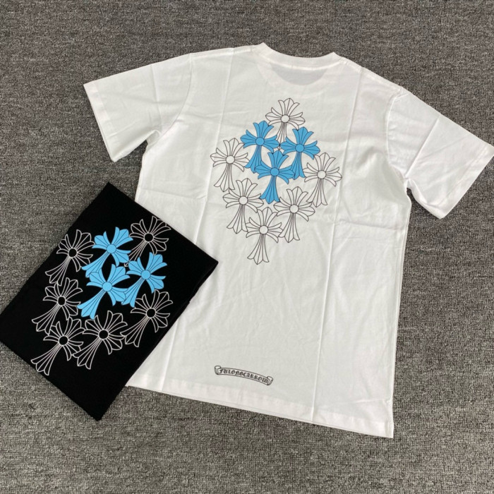 NIGO Chrome Hearts Men's Summer Solid Colour Cross Print Round Neck Cotton Short Sleeve T-Shirt #nigo76812