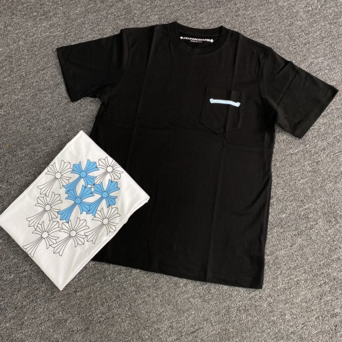 NIGO Chrome Hearts Men's Summer Solid Colour Cross Print Round Neck Cotton Short Sleeve T-Shirt #nigo76812
