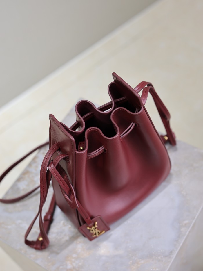 NIGO SAINT LAURENT Women's Solid Colour Adjustable Shoulder Strap Leather Drawstring Shoulder Bucket Bag Bags #nigo76825