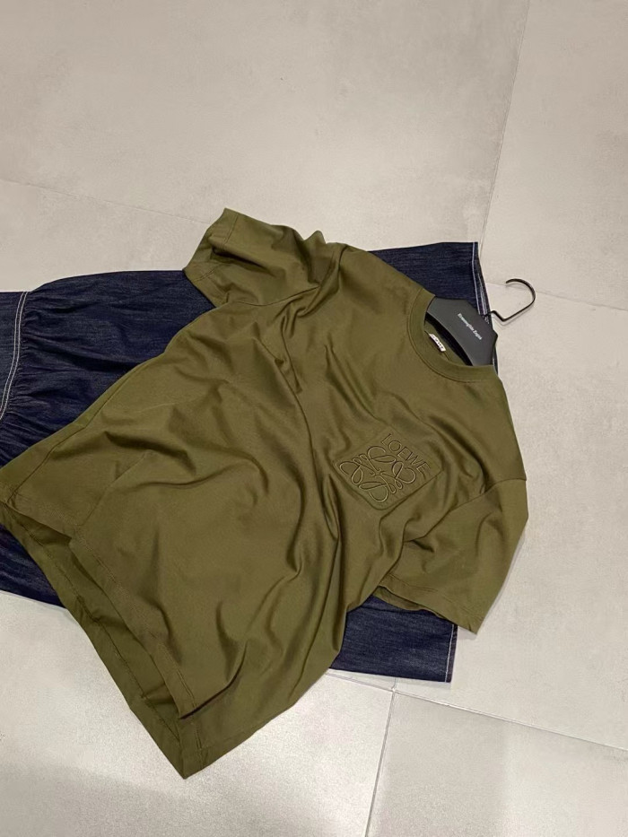 NIGO Loewe Men's Summer Solid Colour Embroidered Logo Print Round Neck Cotton Short Sleeve T-Shirt #nigo76819