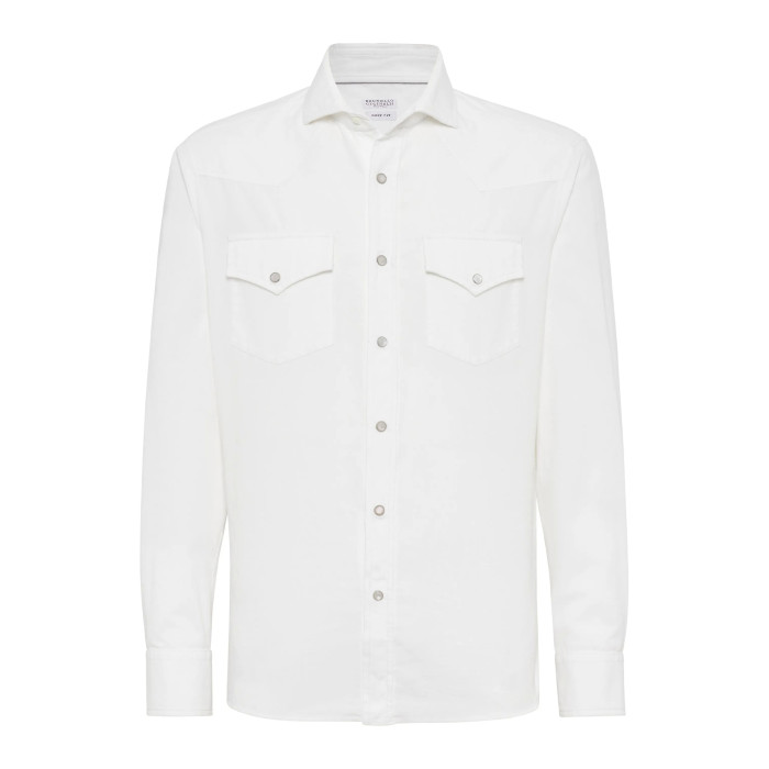 NIGO Brunello Cucinelli Men's Spring And Fall Cotton Lapel Solid Color Single-Breasted Chest Pocket Long Sleeve Fitted Shirt Ngvp #nigo1557