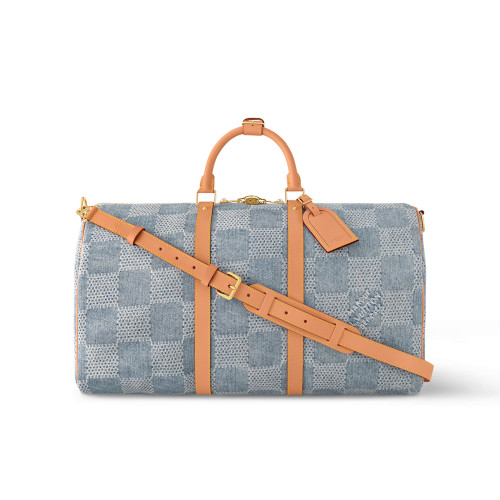 NIGO Louis Vuitton Keepall Bandoulière 50 Men's and Women's Detachable Adjustable Shoulder Strap Zipper Closure Denim Step Shoulder Tote Travel Bag Bags #nigo76823