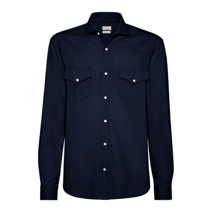 NIGO Brunello Cucinelli Men's Spring And Fall Cotton Lapel Solid Color Single-Breasted Chest Pocket Long Sleeve Fitted Shirt Ngvp #nigo1557