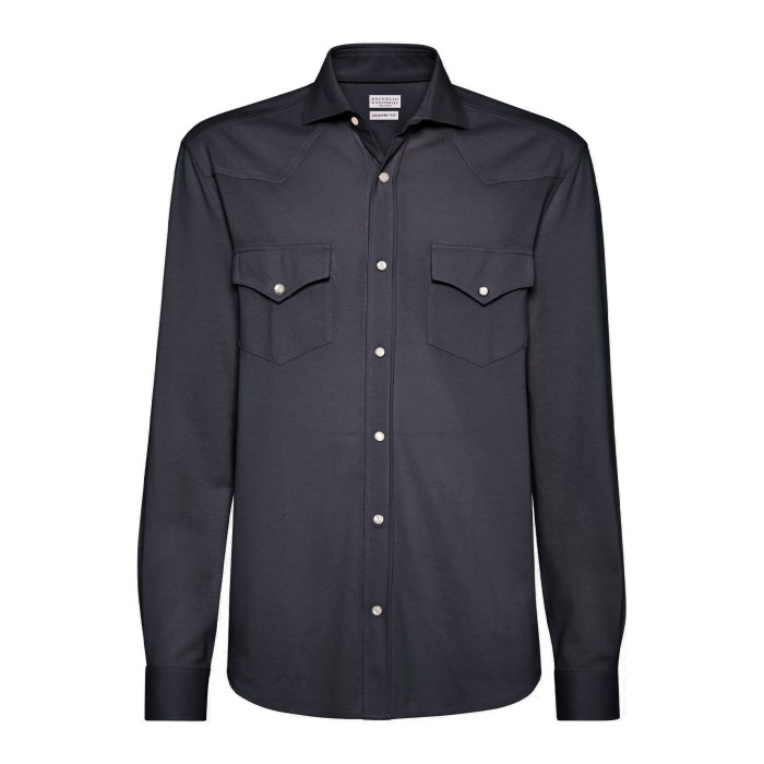 NIGO Brunello Cucinelli Men's Spring And Fall Cotton Lapel Solid Color Single-Breasted Chest Pocket Long Sleeve Fitted Shirt Ngvp #nigo1557