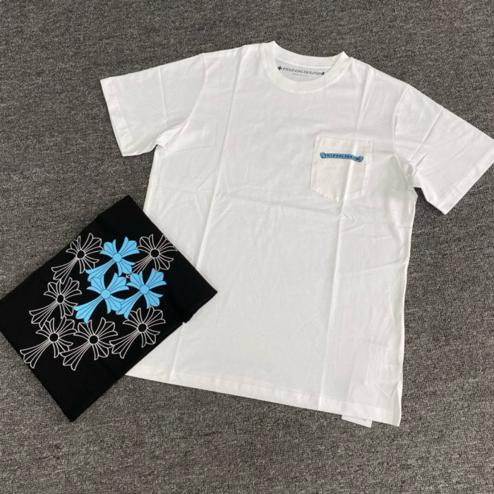 NIGO Chrome Hearts Men's Summer Solid Colour Cross Print Round Neck Cotton Short Sleeve T-Shirt #nigo76812