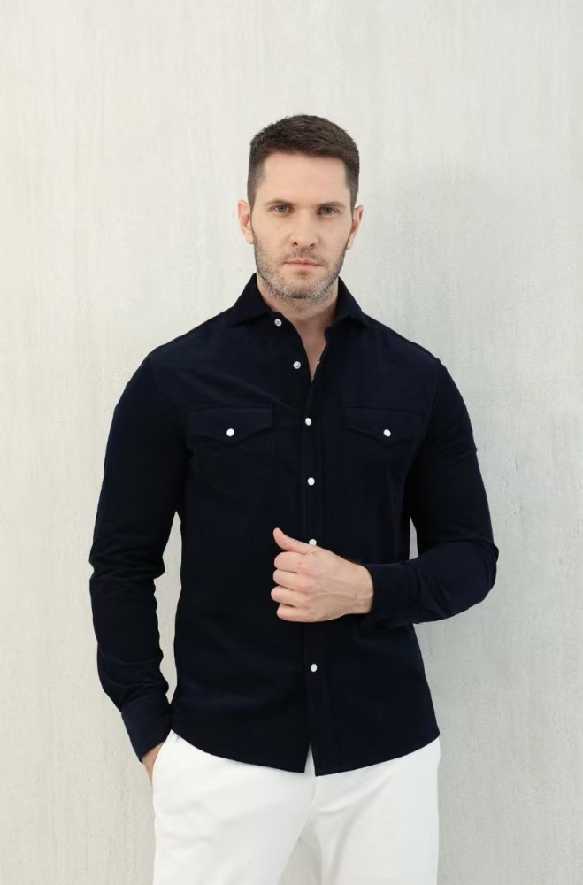 NIGO Brunello Cucinelli Men's Spring And Fall Cotton Lapel Solid Color Single-Breasted Chest Pocket Long Sleeve Fitted Shirt Ngvp #nigo1557