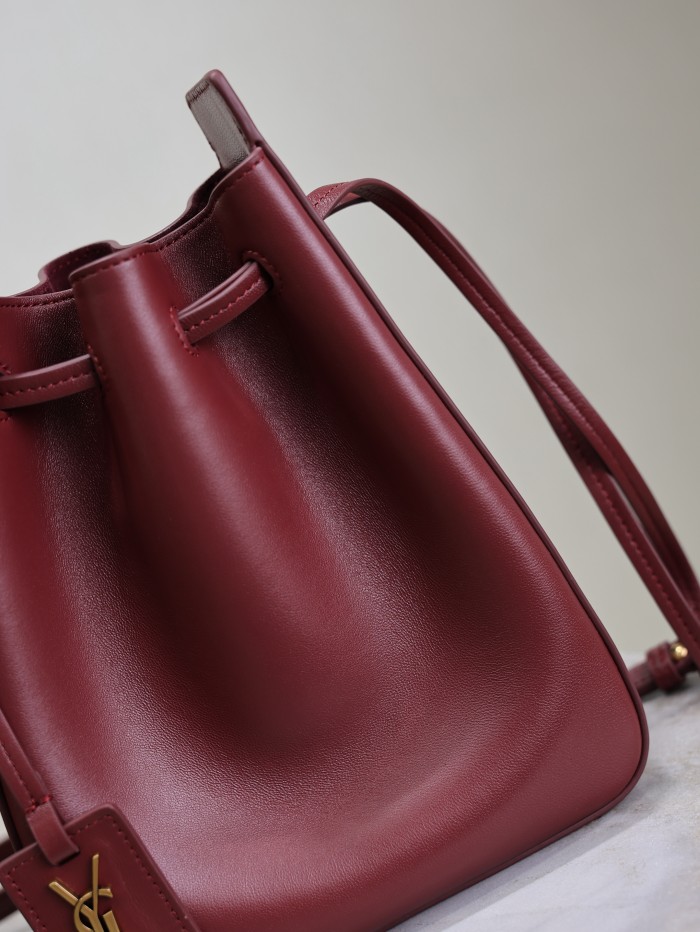NIGO SAINT LAURENT Women's Solid Colour Adjustable Shoulder Strap Leather Drawstring Shoulder Bucket Bag Bags #nigo76825