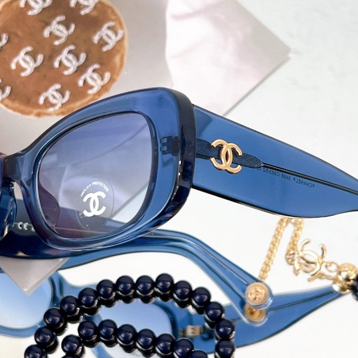 NIGO Chanel Women's Solid Colour Summer Beaded Chain Shape Plate Frame Sunglasses Glasses #nigo76861