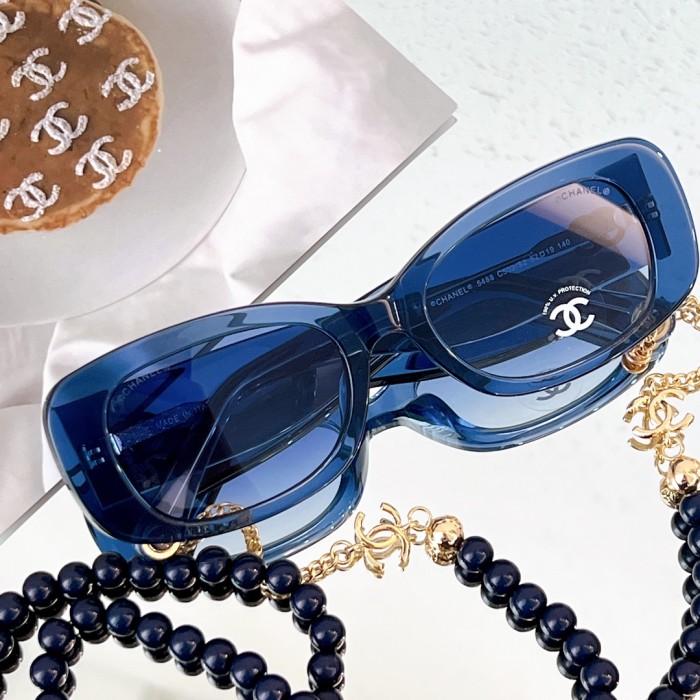NIGO Chanel Women's Solid Colour Summer Beaded Chain Shape Plate Frame Sunglasses Glasses #nigo76861