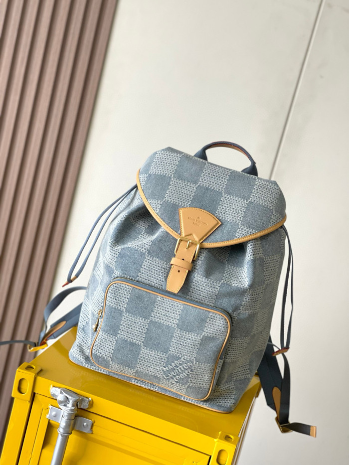 NIGO Louis Vuitton MONTSOURIS Men's Solid Colour Tessellated Printed Denim Shoulder Bag Backpacks Bags #nigo76846