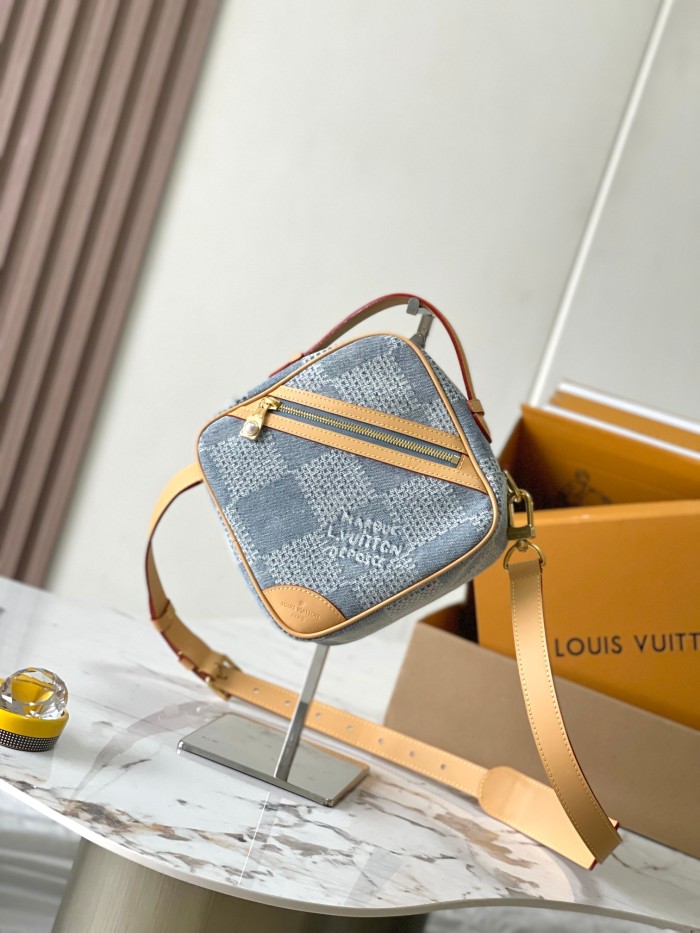 NIGO Louis Vuitton Chess Women's Blue Tessellated Print Canvas Leather Shoulder Crossbody Bag Bags #nigo76844