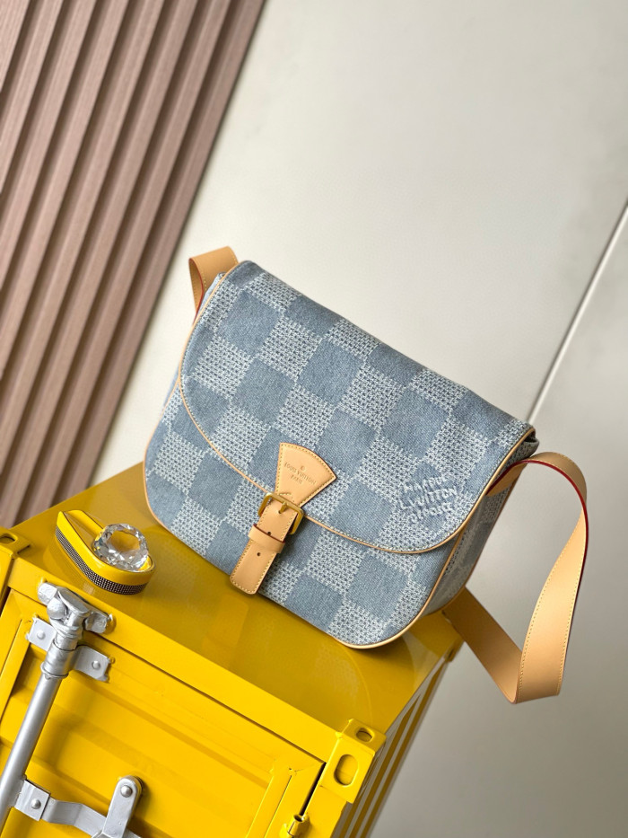 NIGO Louis Vuitton Montsouris Men's Solid Vintage Magnetic Buckle Closure Coated Canvas Denim Shoulder Crossbody Bag Bags #nigo76845