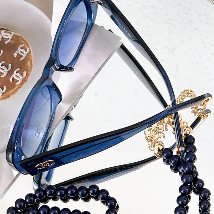 NIGO Chanel Women's Solid Colour Summer Beaded Chain Shape Plate Frame Sunglasses Glasses #nigo76861