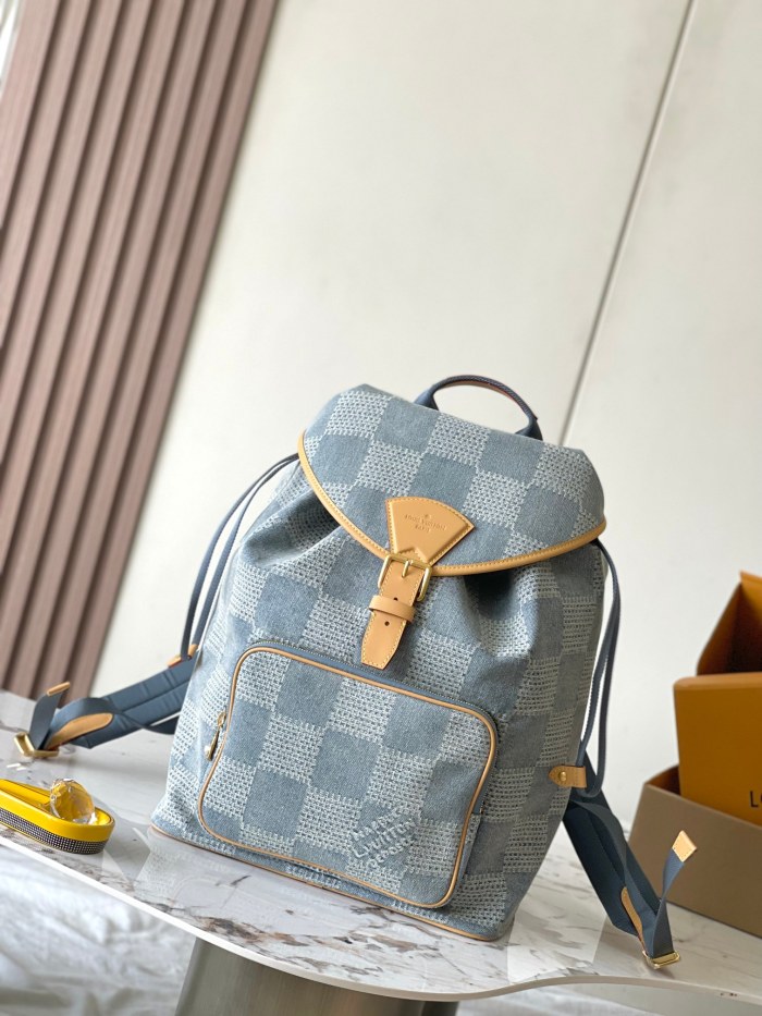NIGO Louis Vuitton MONTSOURIS Men's Solid Colour Tessellated Printed Denim Shoulder Bag Backpacks Bags #nigo76846