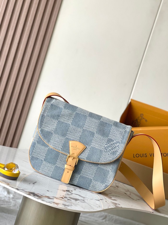 NIGO Louis Vuitton Montsouris Men's Solid Vintage Magnetic Buckle Closure Coated Canvas Denim Shoulder Crossbody Bag Bags #nigo76845