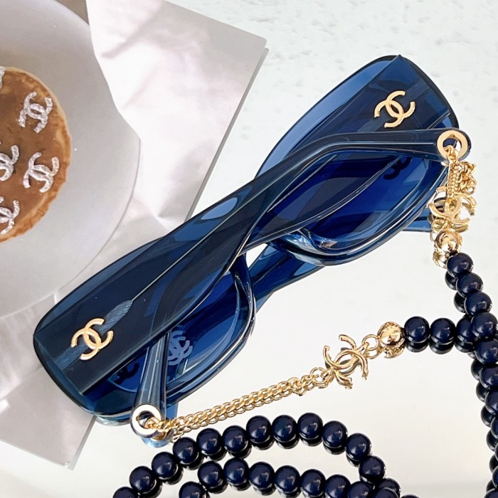 NIGO Chanel Women's Solid Colour Summer Beaded Chain Shape Plate Frame Sunglasses Glasses #nigo76861
