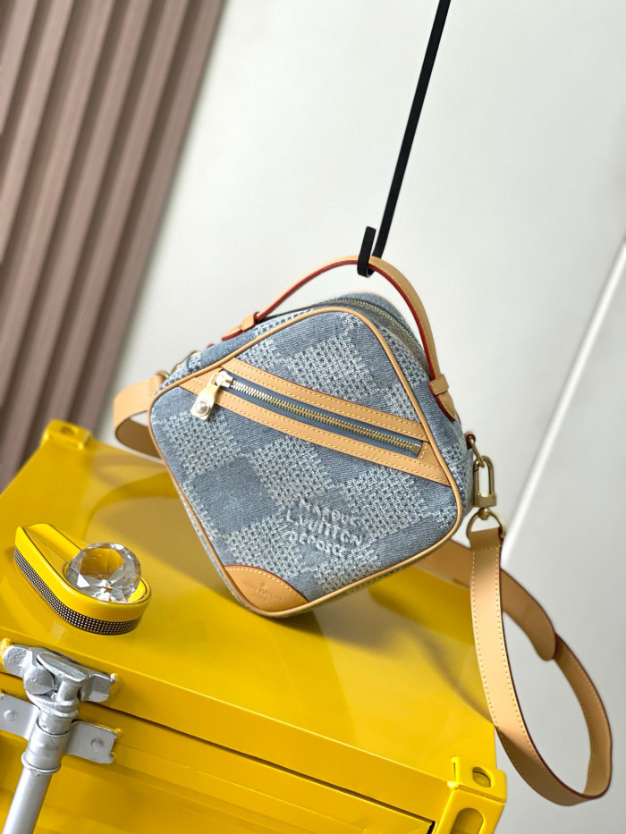 NIGO Louis Vuitton Chess Women's Blue Tessellated Print Canvas Leather Shoulder Crossbody Bag Bags #nigo76844