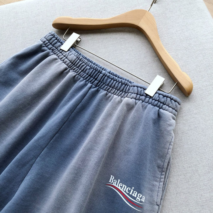 NIGO Balenciaga Men's Summer Logo Printed Elastic Waist Cotton Casual Loose Washed Gradient Political Campaign Shorts #nigo71897
