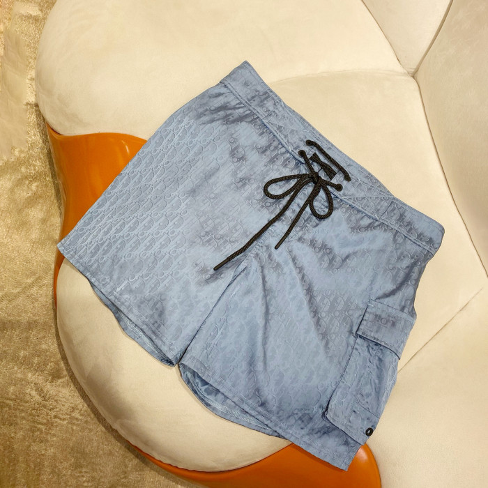NIGO Dior Men's Summer Solid Colour Letter Print Lace Up Casual Polyester Straight Swimming Shorts #nigo76874