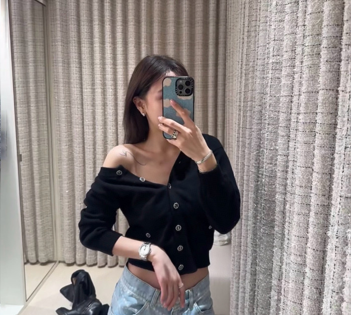 NIGO Chanel Women's Spring And Autumn Single-Breasted Solid Color Round Neck Long-Sleeved Cashmere Knit Cardigan Ngvp #nigo1763