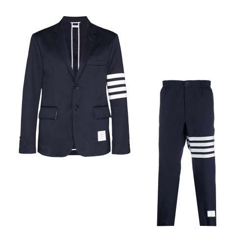 NIGO Thom Browne Men's Spring And Autumn Lapel Striped Long Sleeve Blazer Jacket Casual Solid Color Straight Trousers Two Piece Suit Set #nigo81197