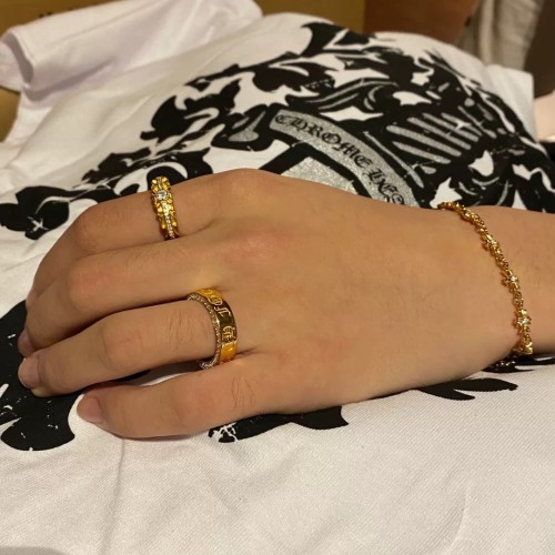 NIGO Chrome Hearts Men's Women's Vintage Cross Logo 24K Diamond Eternity Ring Jewellery Accessories #nigo81264