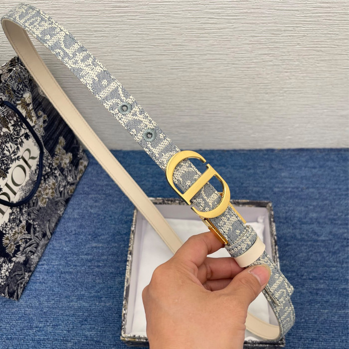 NIGO Dior 30 Montaigne Reversible Belt Women's Cowhide Stitching Logo Canvas Pattern Fashionable Versatile Width 3.5cm And 2cm   #nigo81239