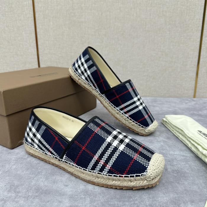NIGO Burberry Men's Spring Summer Check Print Mews Cotton Woven Loafers Shoes #nigo76884