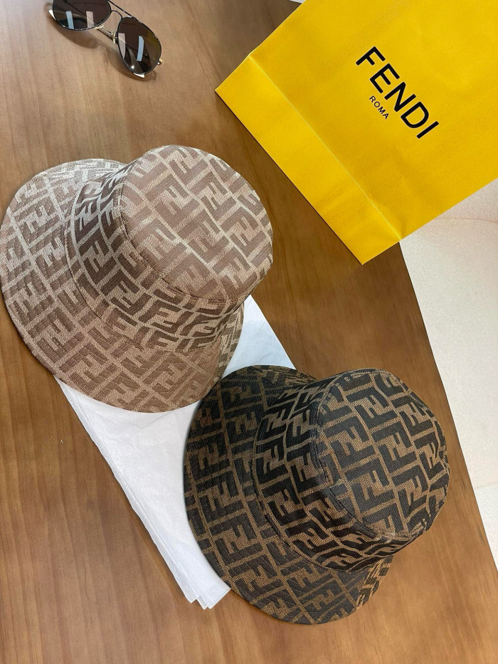 NIGO Fendi Women's Solid Colour Monogrammed Satin Fabric Fisherman's Hat Cap #nigo76877