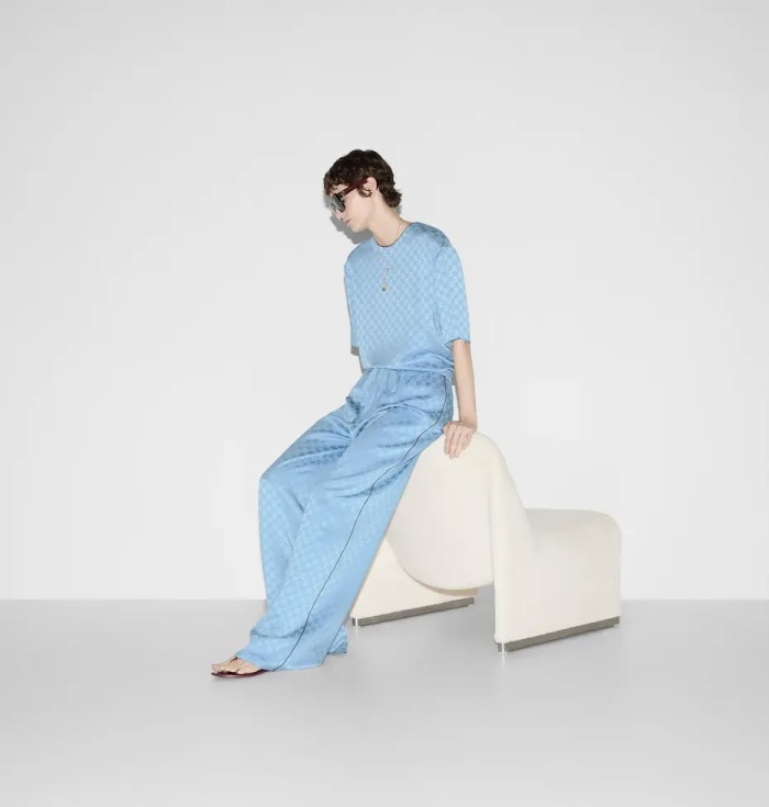 NIGO Gucci Women's Summer Solid Colour Letter Printed Acetate Loose Round Neck Short Sleeve T-Shirt Casual Tie Pants Set Suit #nigo76881