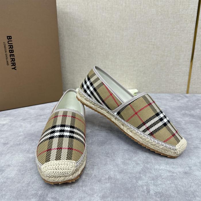 NIGO Burberry Men's Spring Summer Check Print Mews Cotton Woven Loafers Shoes #nigo76884