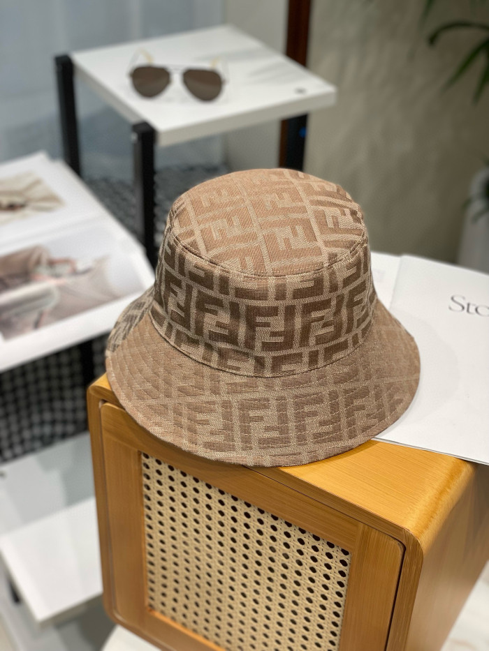 NIGO Fendi Women's Solid Colour Monogrammed Satin Fabric Fisherman's Hat Cap #nigo76877