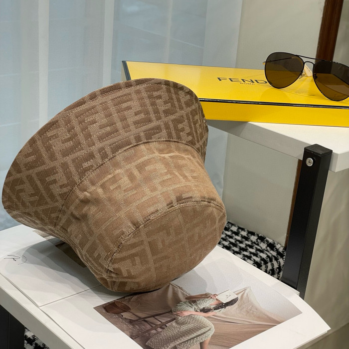 NIGO Fendi Women's Solid Colour Monogrammed Satin Fabric Fisherman's Hat Cap #nigo76877